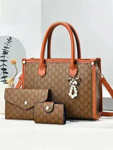 Women's Crocodile Embossed Tote Bag & Wristlet & Wallet, Fashionable Large Capacity Shoulder Bag Set for Work & Daily Used, Casual Trendy Versatile High-quality Daily Commuting Bag