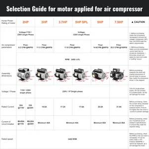 Summervibes VEVOR 5HP Air Compressor Electric Motor, 230V 25 Amps, 56HZ Frame 3450RPM, 7/8 Keyed Shaft, 2.25 Shaft Length, Single Phase, CCW/CW (Factory Setting is CCW)