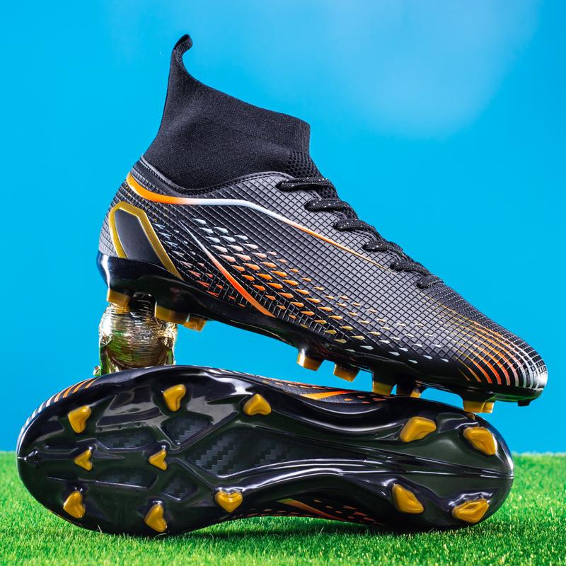 Men's High Top Turf Football Boots, Professional Outdoor Anti-skid Breathable Lace Up TF Soccer Cleats For Summer Rainy Day Training Outdoor Competition soccer shoes soccer boots shoes soccer
