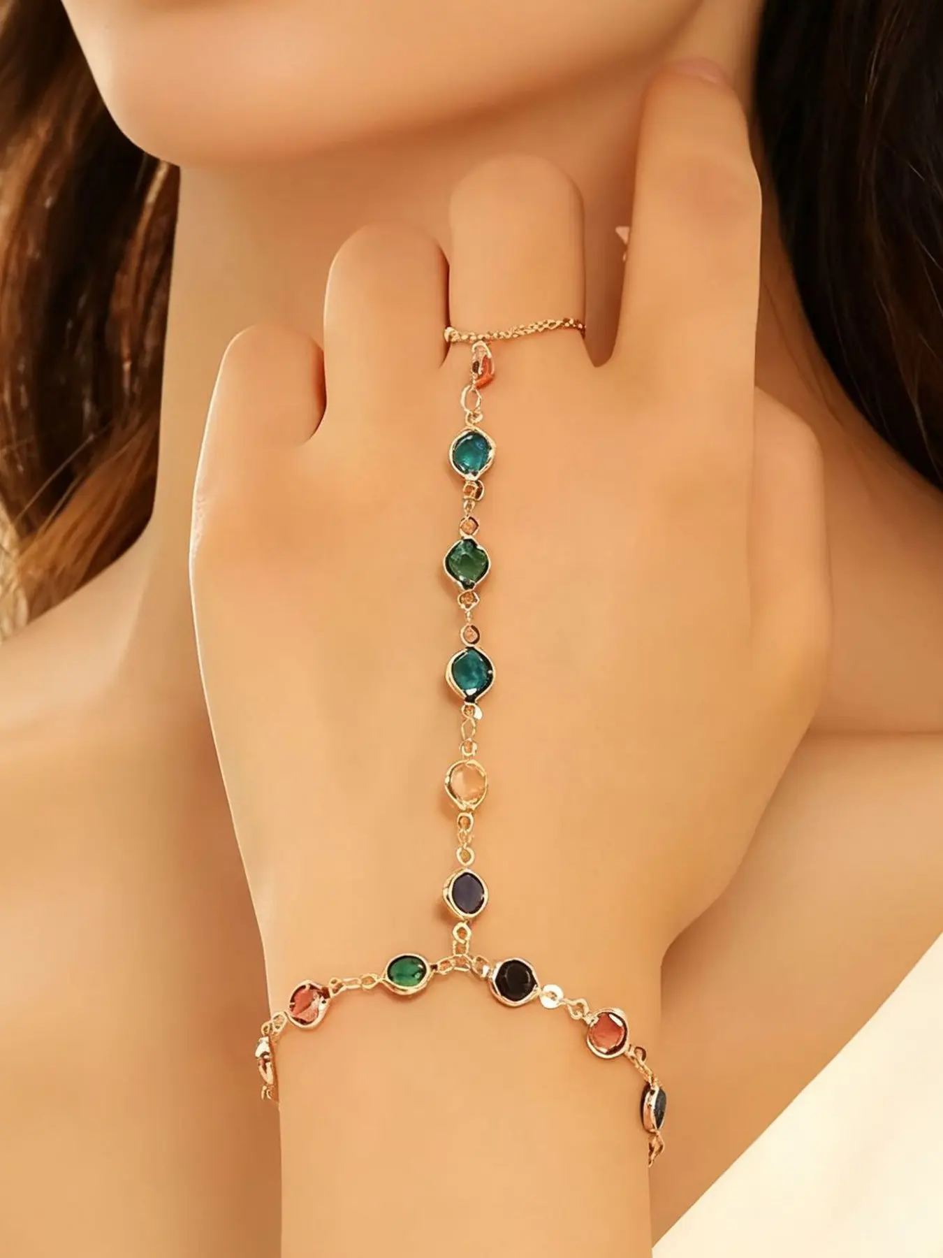 Fashionable Elegant Artificial Crystal Ring Bracelet Set, Stylish One-Piece Jewelry Accessory, Perfect for Women's Daily Wear, Radiant appearance