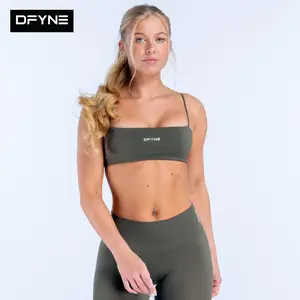 DFYNE New Hot Selling Thin Strap Open Back Sports Bra Women - High Stretch Padded Sexy Back Yoga Workout Bra