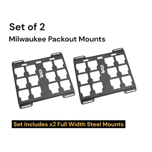2-Pack Mounting Plate for Milwaukee Packout Dual Full Width, 14 ga steel, Light Duty, Low-Profile, Raw or Powder Coat Option, USA MADE
