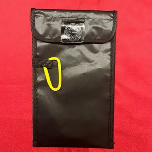 Faraday Phone Protective Bag - Black Shielding Fabric with Hook & Carabiner for EMF Protection & Digital Privacy - 5"x7" Fits Smartphones & Small Essentials