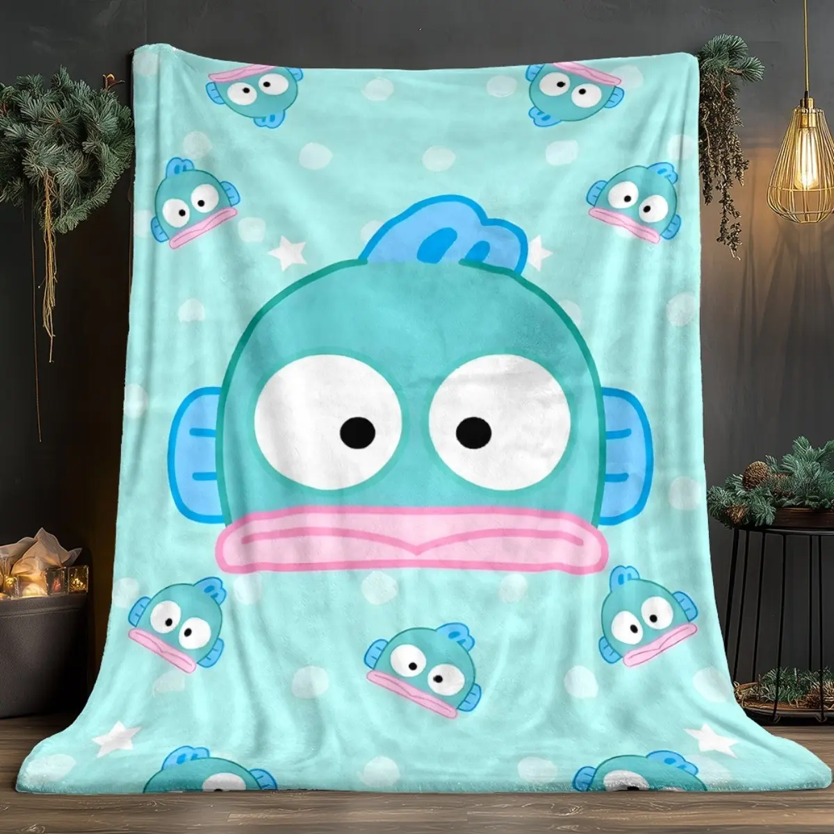 1pc Sanrio HANGYODON Soft and Warm Blanket for Sofa, Bedroom, Living Room, Sofa, Chair- Flannel, Adult Gift for Family or Friends, Camping, Travel Flannel Fabric Printed Blanket
