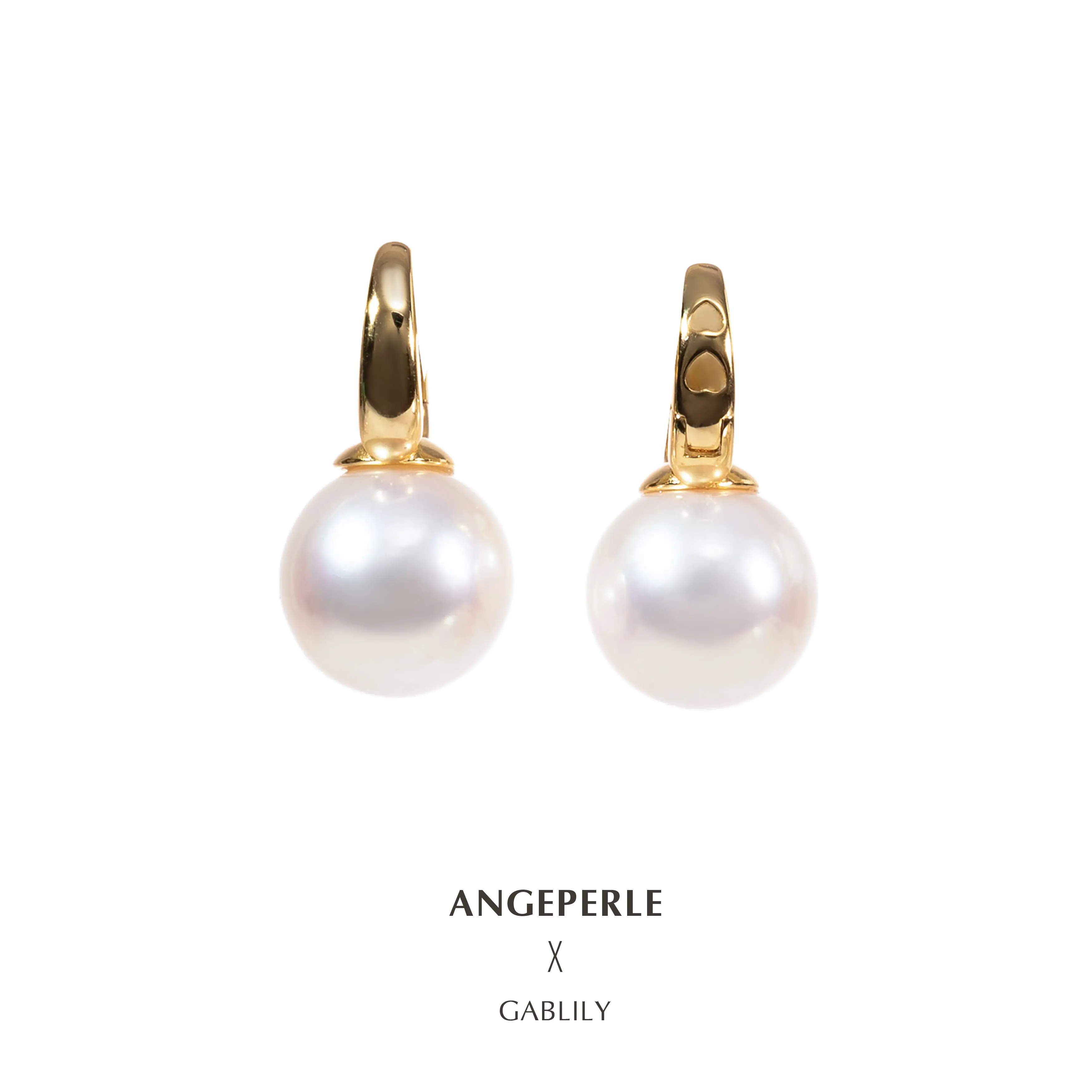 ANGEPERLE S925 Sterling Silver Freshwater & Gablily Pearl Huggie Earrings 12-13mm SZJY108
