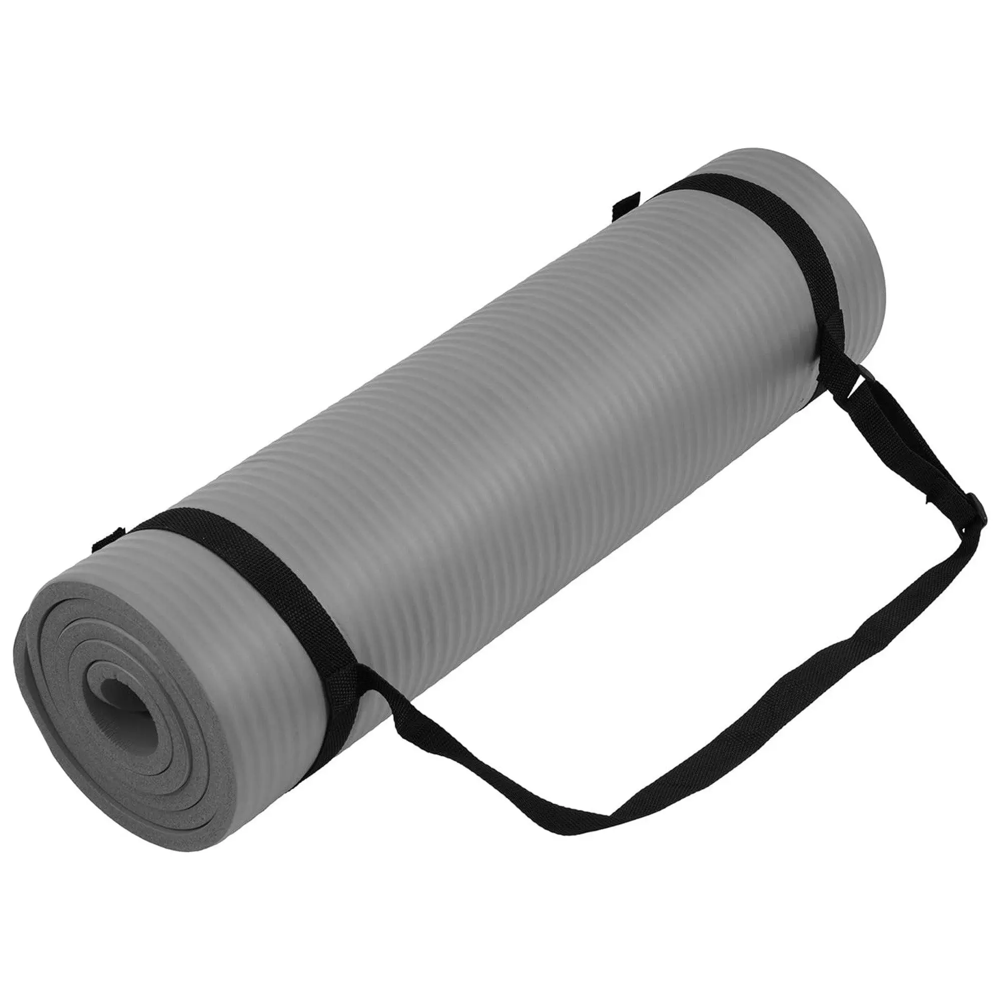 Fitvids 1/2-Inch Thick High Density Exercise Yoga Mat, Carrying Strap, Gray Fitvids 1/2-Inch Thick High Density Exercise Yoga Mat, Carrying Strap, Gray