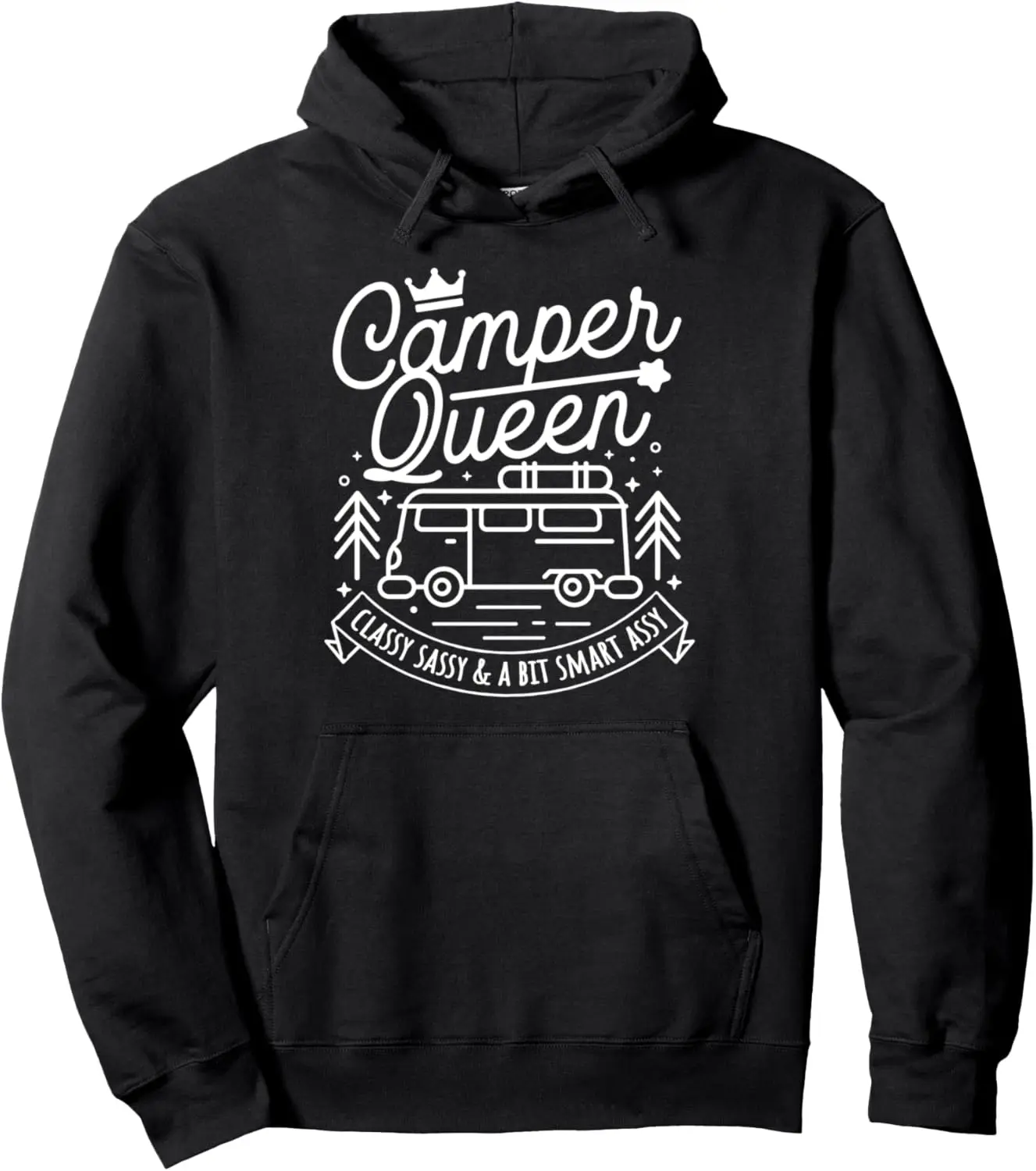 Camper Queen Hoodie - Queen Camping Vacation Gift Pullover Hoodie