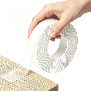 Double Sided Tape Heavy Duty, Nano Clear Mounting Tape, Reusable Waterproof No-Trace Magic Strips, 3MM Thickness 7MM Width 118 Inches Per Roll, Construction Liquid Nails, Perfect for Home Decor, Picture Hanging & Daily DIY