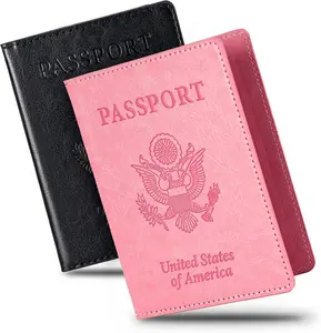 2 Pcs Passport Holders Ultra Slim PU Leather Wallet Waterproof Easy Clean Travel Accessories for Women & Men