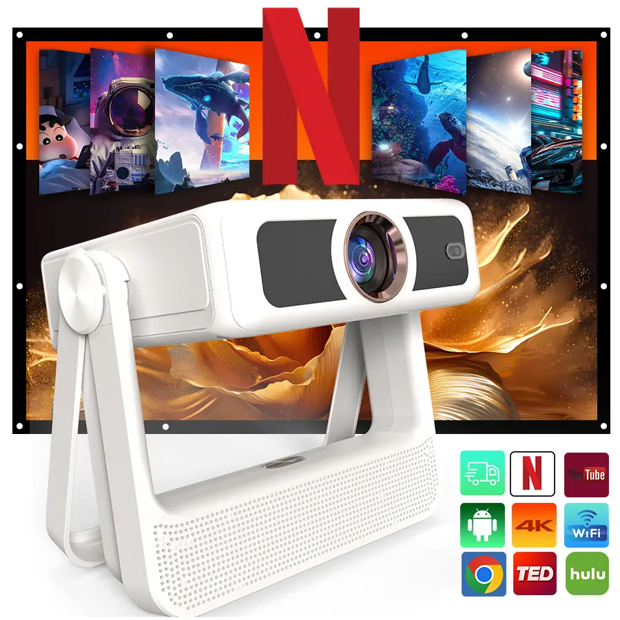 XBJ A5pro 2026 New Upgraded Flagship Mini Smart Projector, Back Touch Control Panel, Supports Real 4K Video Decoding, Dual Band WiFi & Bluetooth 6.0 Connection, Intelligent Auto Keystone Correction, Ultra Compact Portable Design, Ideal for Bedroom