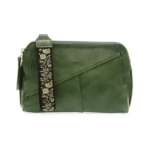 Joy Susan Gigi Crossbody with Woven Wrist Strap in Dark Pine Green