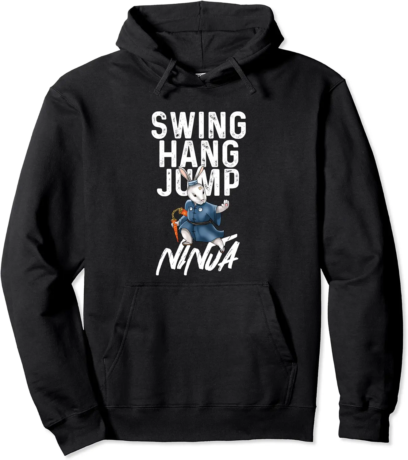Swing Hang Jump Bunny Ninja Nunchucks Martial Arts Japanese Pullover Hoodie - Luismrid Shop 53B0B21SY8KH
