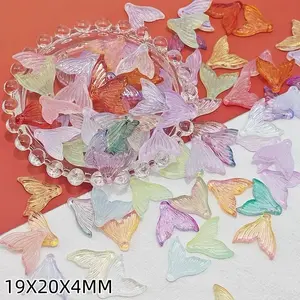 【A014】Glass pendants with designs including butterflies, flowers, foxes, fish tails, and teardrops. Suitable for jewelry making, DIY crafts, necklaces, bracelets, and earring sets
