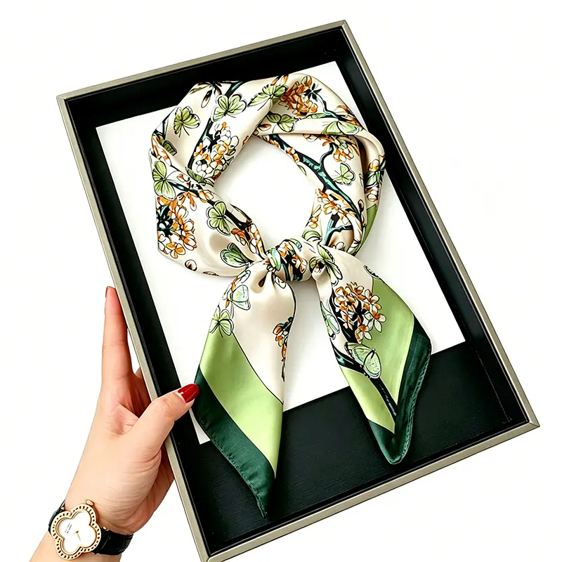 Women's Elegant Floral Print Scarf - Lightweight All Seasons Fashion Neckerchief, Daily Wear Accessory, Ideal Birthday Gift