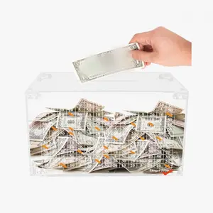 Clear Acrylic, Handmade Money Saving Box, Money Saving Box for Home Bedroom Dormitory Kids Festival Gift, Cash Coin Jar