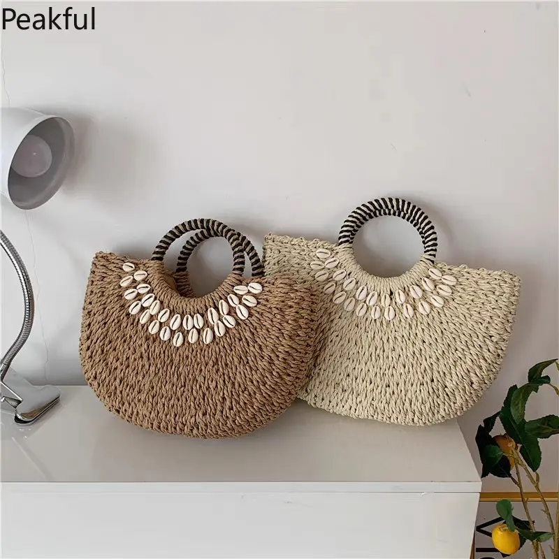 Vintage Straw Shoulder Bag, Viral Simple Solid Color Woven Handbag, Stylish Daily Carry Purse for Women, exquisite craft & soft texture, comfortable to carry, perfect for beach days, weekend hangouts and casual outdoor travels