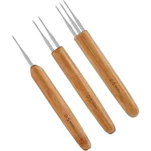 JFFX 3 Pcs Dreadlock Crochet Hook for Hair, Dreadlock Needle Tool for Braid Craft 1 Hook, 2 Hooks, 3 Hooks 0.5mm