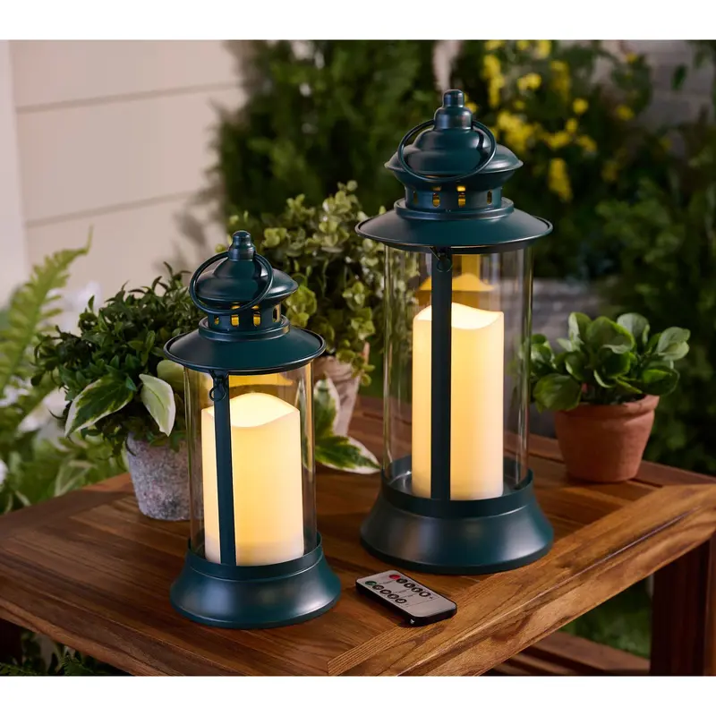 SLFR-10" X 4" Large Outdoor Waterproof Flickering Flameless Candles Timer 2pcs Battery Operated Led Pillar Candles Embedded Star String Outdoor Lantern - View #9
