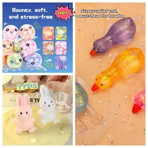 3-Piece Maltose Duck Squeeze Toy, Bunny Squeeze, Glowing Octopus Set Combo Stress Relief Cartoon Cute Venting Small Toys Anxiety sensory squeeze toys, colorful basket fillers, classroom student rewards, carnival prizes, birthday party bags Soft Squishy Si