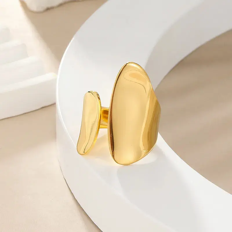 Irregular Ring | 14K Gold Plated Stainless Steel | Adjustable