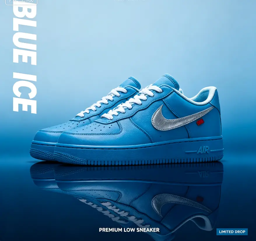 Low top sneakers equipped with responsive air cushion midsole & skid-proof rubber outsole, icy blue full leather build delivers long-wearing comfort for all your everyday walking and street style matches