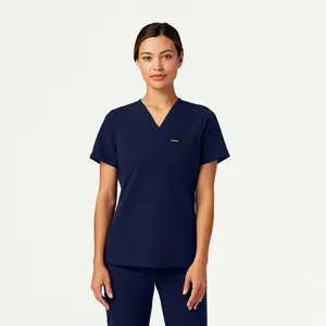 Rhena Slim Essential 1-Pocket Scrub Top - Midnight Navy