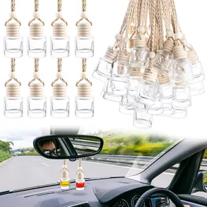 Pcs Car Hanging Air Freshener Empty Car Essential Oil Diffuser Bottles Pendant Glass Perfume Bottles Aromatherapy Fragrance Bottle Auto Ornaments Decor