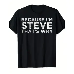 [100% Cotton] 100% Cotton Men's First Name T-Shirt - Name/Initials, 100% Suitable for Birthdays, Crew Neck Short Sleeve Retro Solid Black Shirt, Ideal Gift for Dad, Brother, Friend - Machine Washable Apparel for Casual Attire & Holidays