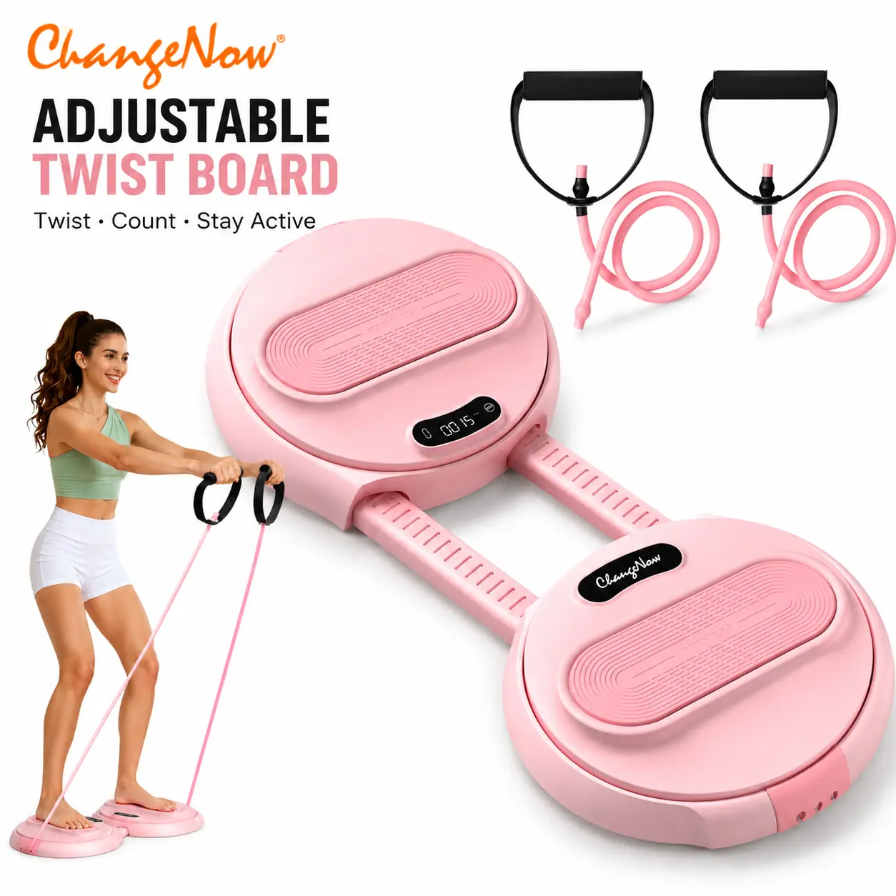 【Clearance】Waist Twister Machine – Adjustable, Quiet, Non-Slip Pedals, Core Strengthening Roller, Max Load 881LBS – Home Gym Equipment