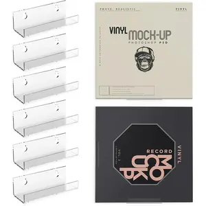 8 Pack Vinyl Record Storage Shelf,4 inch Clear  Vinyl Record Holder Wall Mount,Small Versatile Floating Shelves Display for Albums