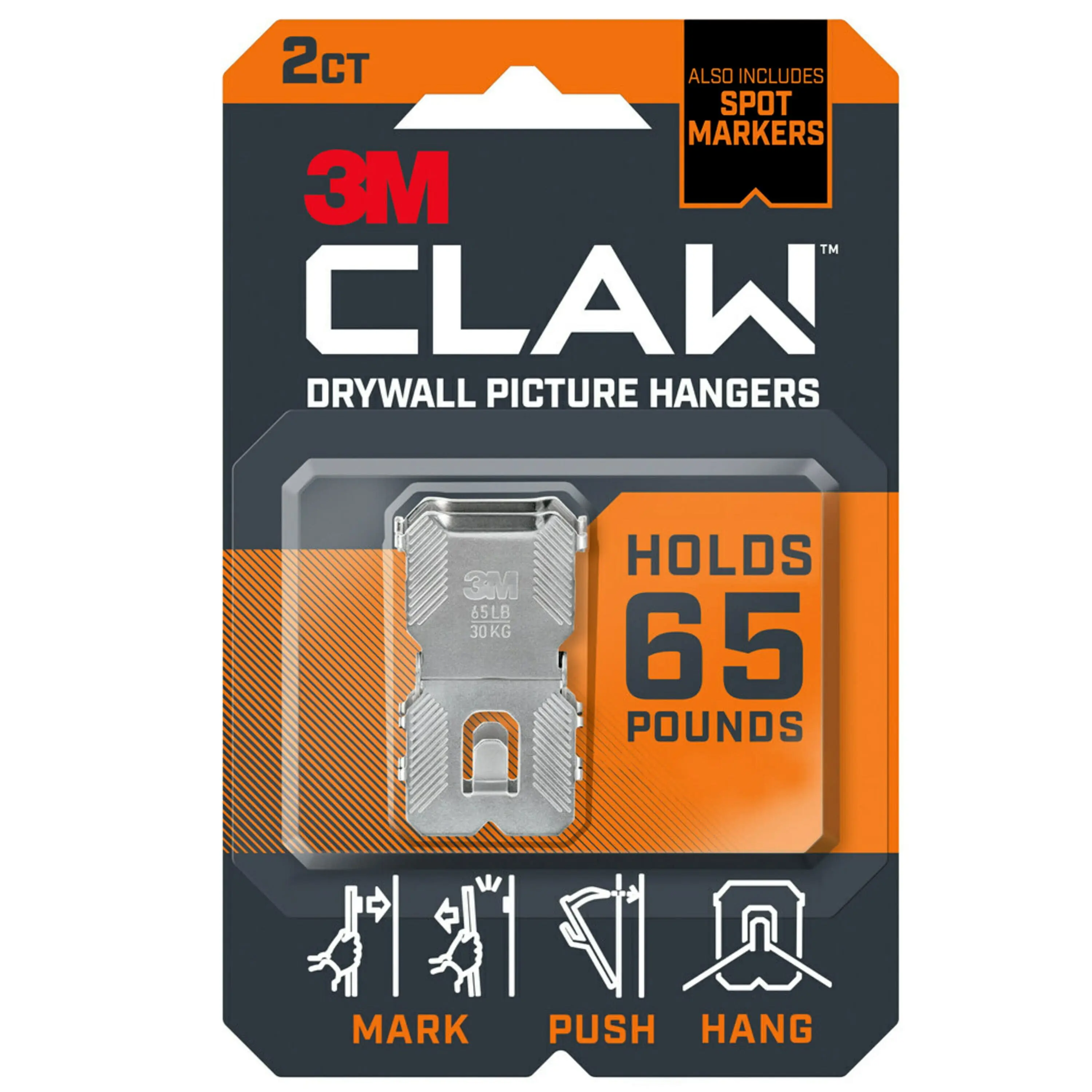 Claw 5033568 65 lbs Silver Drywall All Purpose Hanger, Pack of 2