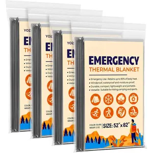 Blanket, Mylar Thermal Space Blanket for  Gear, 4 Pack, 52 in X 82 in