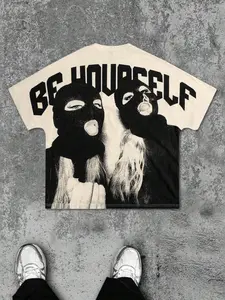 Men's Round Neck Graphic Tee, Loose Casual Fashion Short Sleeve T-shirt for Summer, Men's Top for Daily Wear