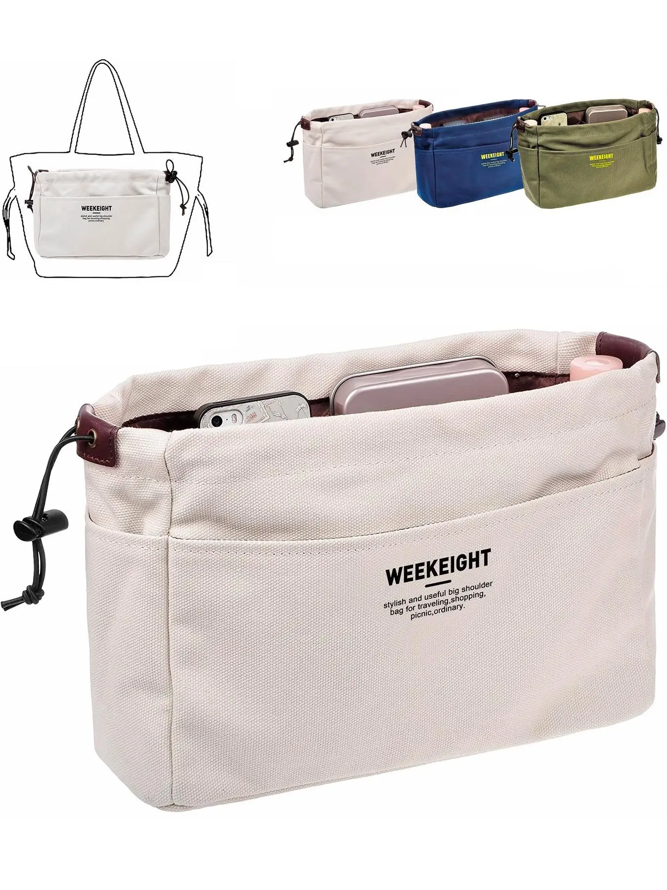 1 Piece Casual Canvas Letter Design Storage Bag, Durable Wallet Pouch Storage Bag, Multi-layer Multi-functional Travel Storage Bag