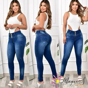 J135-003-100% Colombian Jean - Blue Denim with Front Zipper, Comfortable Fit, Ideal for Casual Wear - Bottom