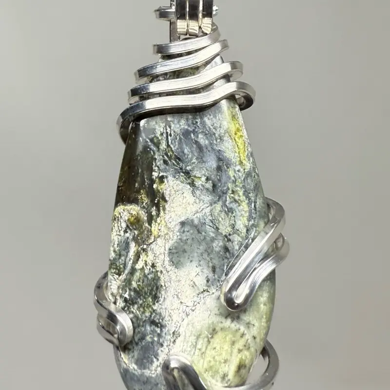 Mount Shasta Serpentine Sterling Silver PENDANT Unique Artisan Crafted Design 925 Ag