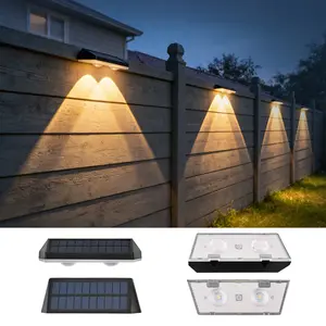 BACKYARD FOX 4 Pack Solar Fence Wall Lights, IP44 Waterproof Up & Down LED Outdoor Lights, Easy Installation, Warm White Deck Lights for Backyard, Patio, Garden, Fence, Porch Decor