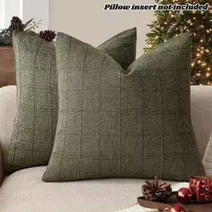 45cmx45cm Plaid Pillow Cover, Linen Material, No Insert Included, Soft & Stylish Design, Perfect for Home Decor