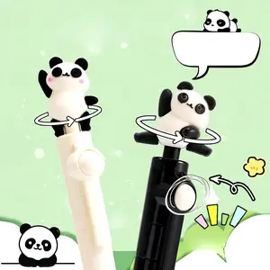 2 pieces of stationery gel pen decompression pen panda spinning pen cute pen student pen, suitable for students, offices, libraries, Smooth Writing Pens
