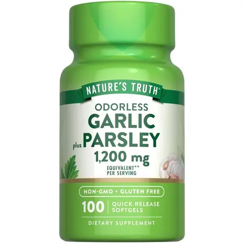 Nature's Truth Odorless Garlic and Parsley - 1200 mg - 100 Softgels - Non-GMO & Gluten Free Extract Supplement