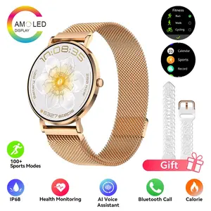 AM28 Silicone Smartwatch - Ultra-Thin, IP68 Waterproof, AMOLED Display, ChatGPT AI Translator, Bluetooth Calling, 150 Sports Modes, Heart Rate/SpO2/Sleep Monitoring, Wearable for Android, Unisex Running Gift for Men & Women