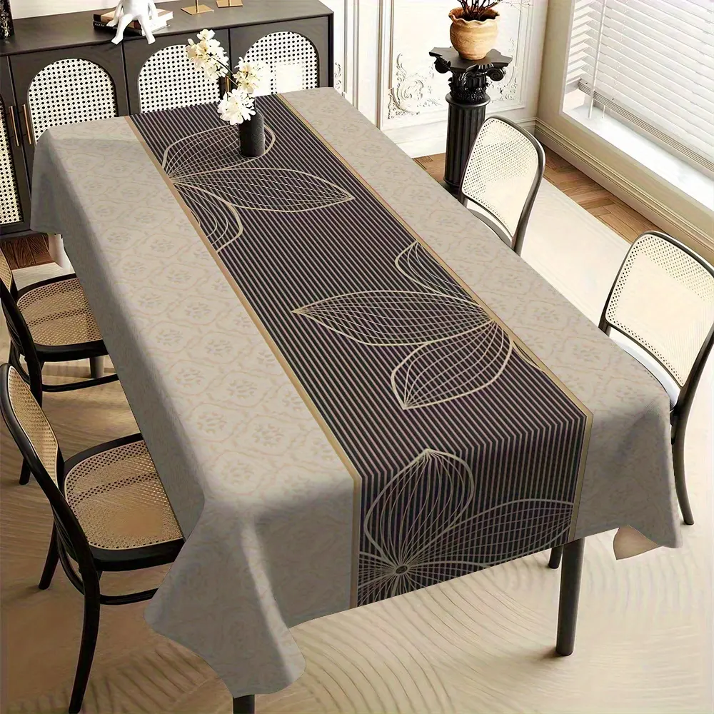 EastJia 1pc Polyester Rectangle Tablecloth - Bohemian Floral Design, Durable, Easy to Clean, Machine-Made, Ideal for Party Dining, Home Decor, Outdoor Bistro Set Use