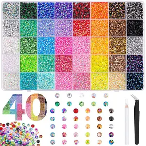 Rhinestone Bedazzling Kit - 3mm Resin Rhinestones, 40000pcs, 40 Mixed Colors Crystals, Tweezers & Included Tools for DIY Nail Art, Crafts | Bedazzling Kits