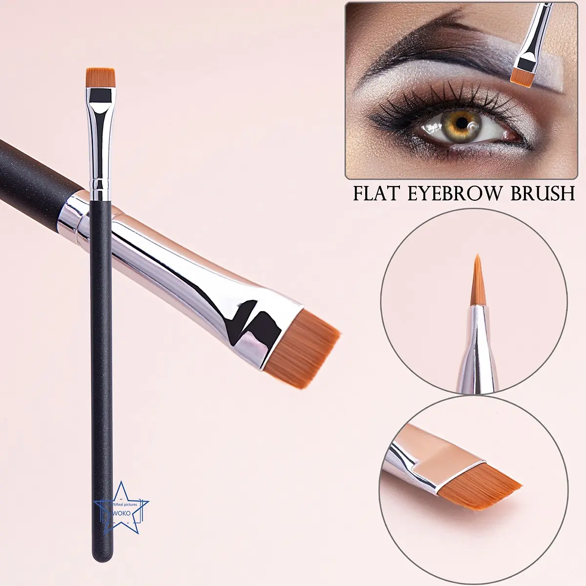 212 Flat Eyebrow Brush, Eyebrow Angled Brush, Ultrathin Eyebrow Makeup Brushes, Flat Eyeliner Brush, Thin Eye Liner, Brow Contour Beauty Brush Tool, Eye Brushes For Makeup