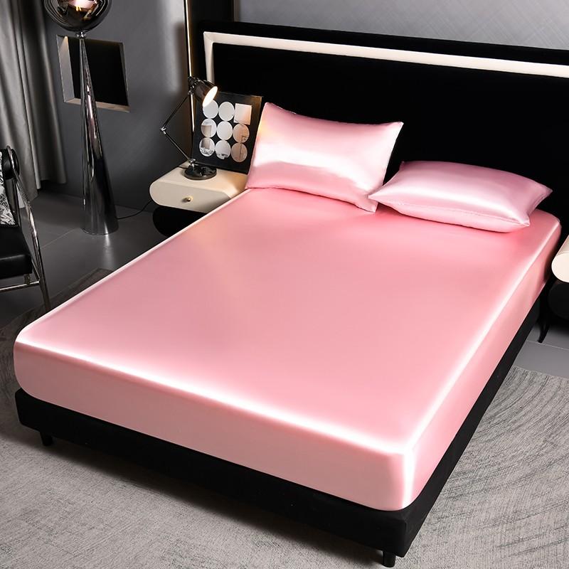 Satin Dustproof Mattress Protector & Sheet Set, Silky Fitted Sheet, 2/3pcs Silk-Like Bedding, Machine Washable & Skin-Friendly, For Home, Dorm, Hotel Use, Multiple Sizes Available