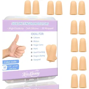 Gel Finger Cots Protectors, Silicone Fingers Covers Bandages Caps Sleeves for Fingertip Thumb Protection, Ideal for Trigger, Arthritis, Cracking, Blisters, Callus, Hangnail & Pain Relief
