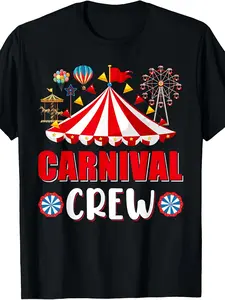 Retro Circus Staff Costume T-Shirt - Carnival Crew Suit with Clown & Clowness Suitable for Circus Theme Parties, Carnivals, Events - Machine Washable Role Play Outfits
