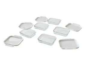 Tritan Lid 2.3Cup Rectangle Glass Food Storage Container Set of 5, 10 Pieces