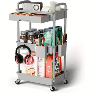 New Mobile Storage Cart - Spacious Organizer with Smooth Rolling Wheels and Versatile Shelving - Perfect for Laundry Room Bathroom Office Kitchen Art Craft Diaper Bedside Snack Organization and Storage Plastic Rack