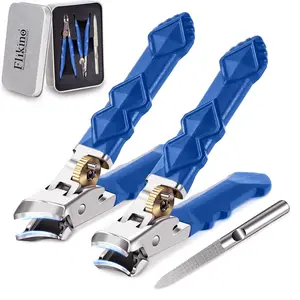 Toenail Clippers for Thick Toenails, Wide Jaw Nail Clippers Set,Heavy Duty Ingrown Toenail Clippers Nail Cutters, Ultra Sharp Slanted Cutter Set with Long Handle for Men, Women & Seniors